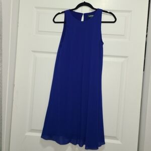 LAUREN RALPH LAUREN BLUE‎ MIDI DRESS SEMI FORMAL COCKTAIL SIZE 6